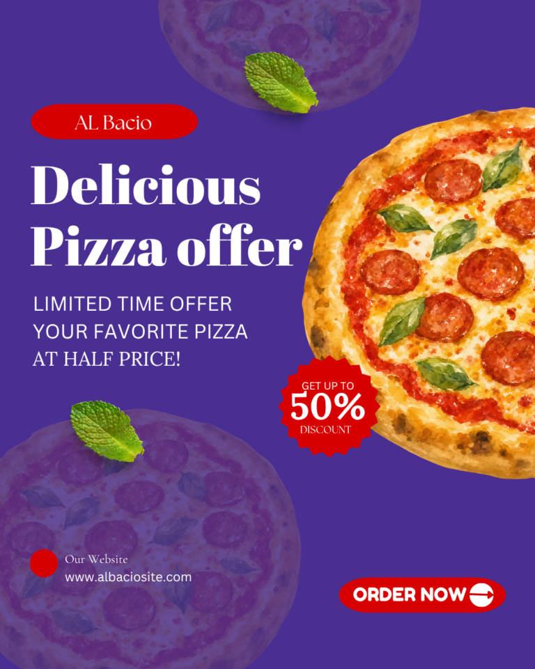 Purple and Red Bold Pizza Offer Instagram Post