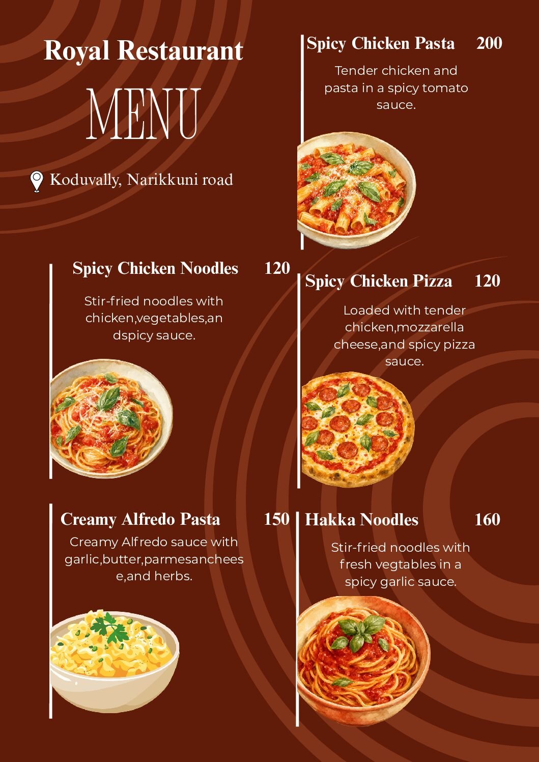 Yellow Restaurant Menu